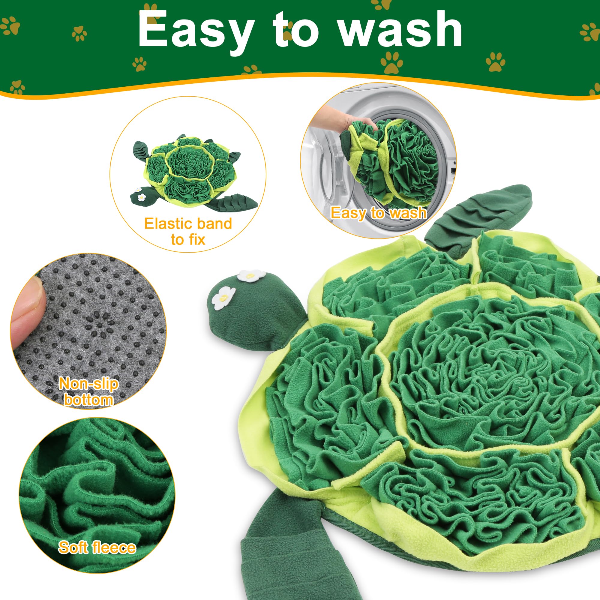 FLERDMAU Snuffle Mat for Dogs shown close up to highlight the turtle-shaped design.
