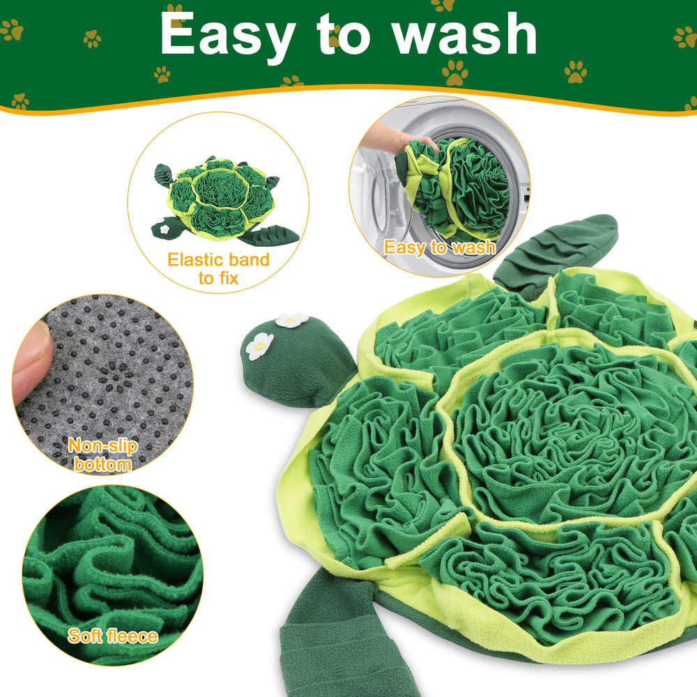 FLERDMAU Snuffle Mat for Dogs shown close up to highlight the turtle-shaped design.