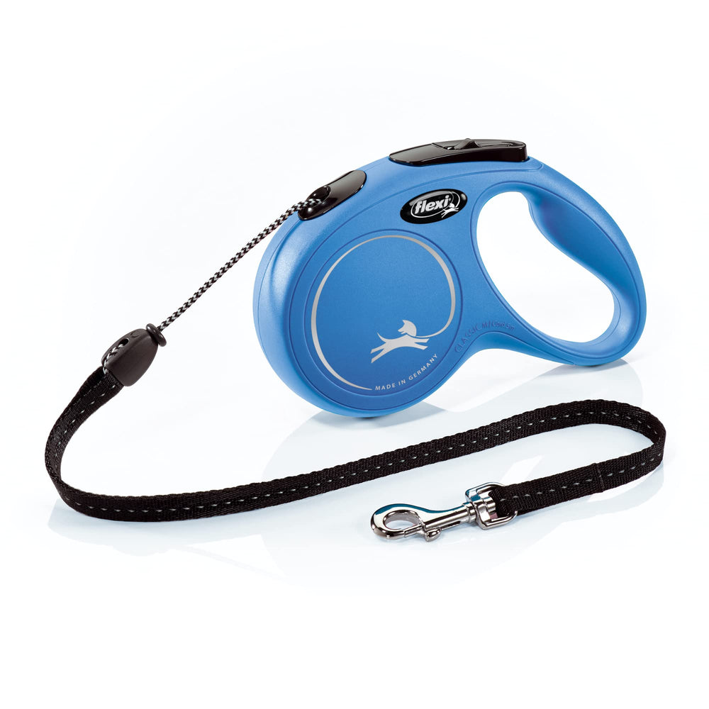 FLEXI Classic Cord retractable dog leash shown from the front in blue.