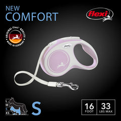FLEXI Comfort Tape retractable dog leash close-up showing its patented brake system.