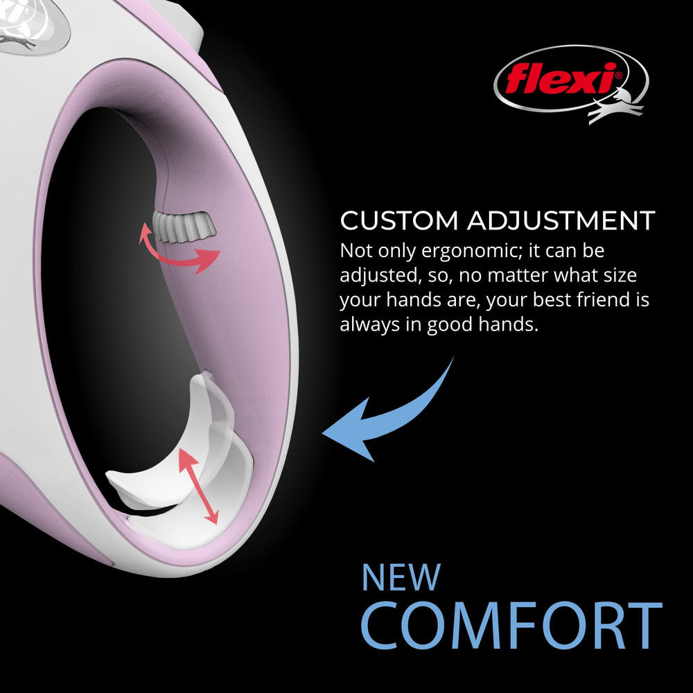 FLEXI Comfort Tape retractable dog leash detail showing the 360-degree tape guidance.