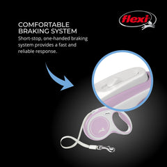 FLEXI Comfort Tape retractable dog leash shown at a side angle in pink and rose.