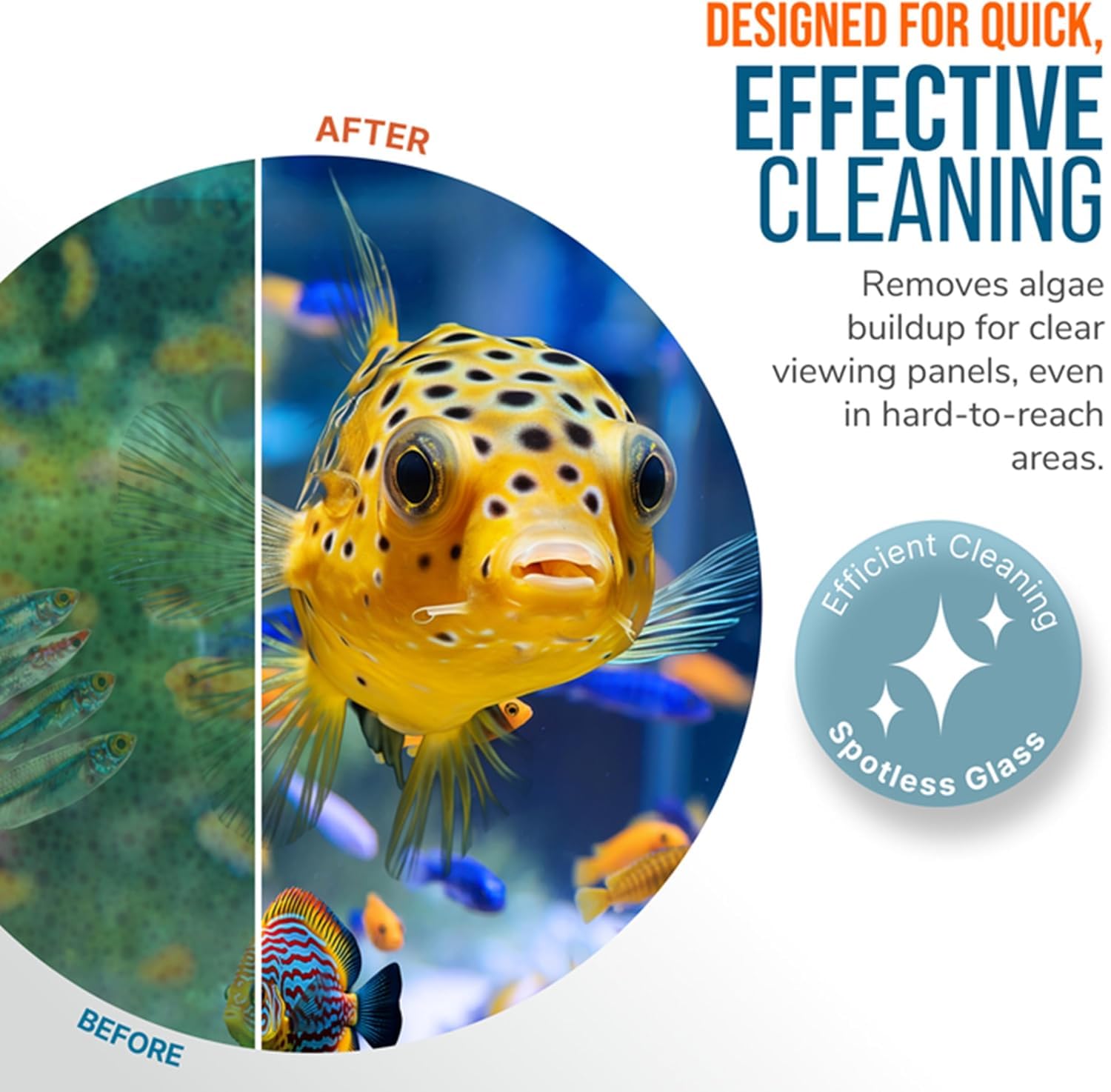 FL!PPER Max replacement scraper blade shown cleaning an acrylic aquarium.