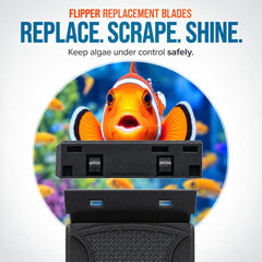 FL!PPER Max ABS replacement scraper blade shown in a close-up of its edge.