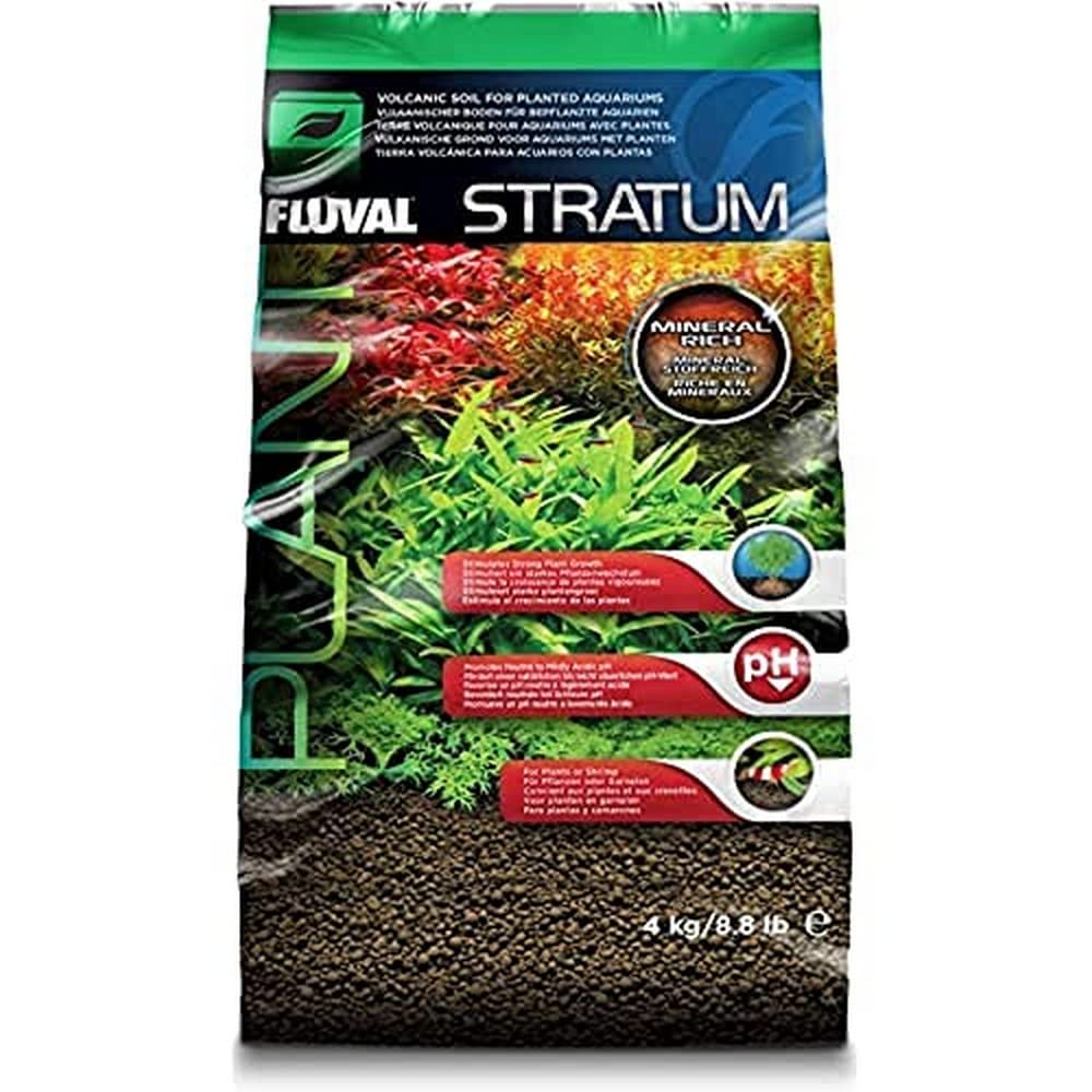 Fluval Plant and Shrimp Stratum 8.8 lb bag shown from the front.
