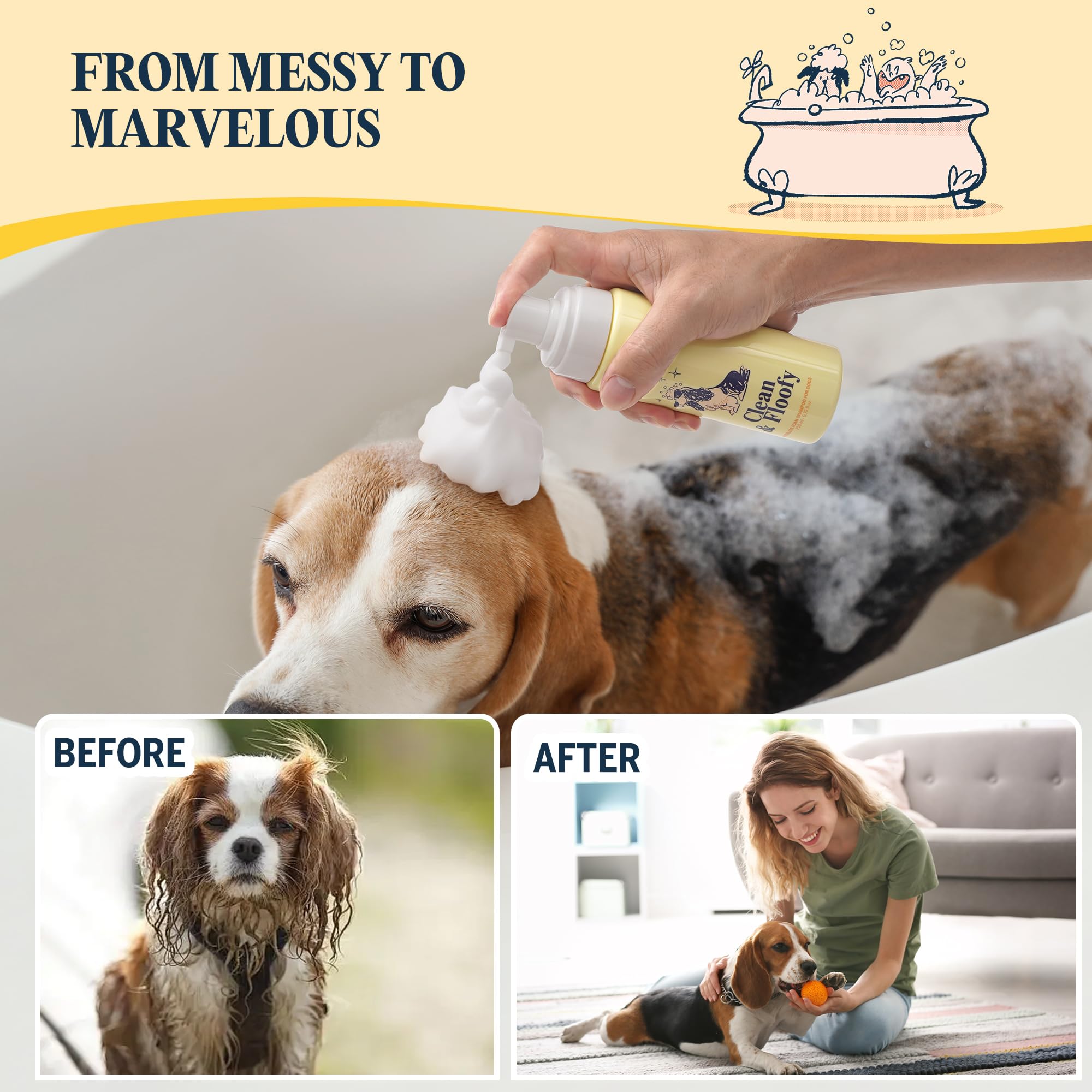 Flydog dry dog shampoo with its Lavender Cuddle scent identified.