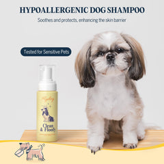 Flydog dry dog shampoo shown in its spray-foam format.