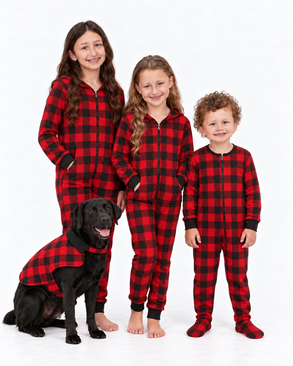 #followme Buffalo Plaid Dog Jacket shown from an alternate angle.