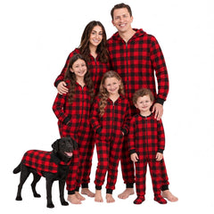 #followme Buffalo Plaid Dog Jacket shown from the front.