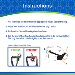 Four Paws dog muzzle showing its adjustable fit and minimal buckles.