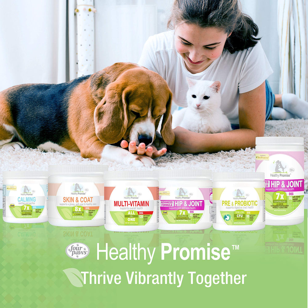 Four Paws Healthy Promise Pre & Probiotics package shown from the back.