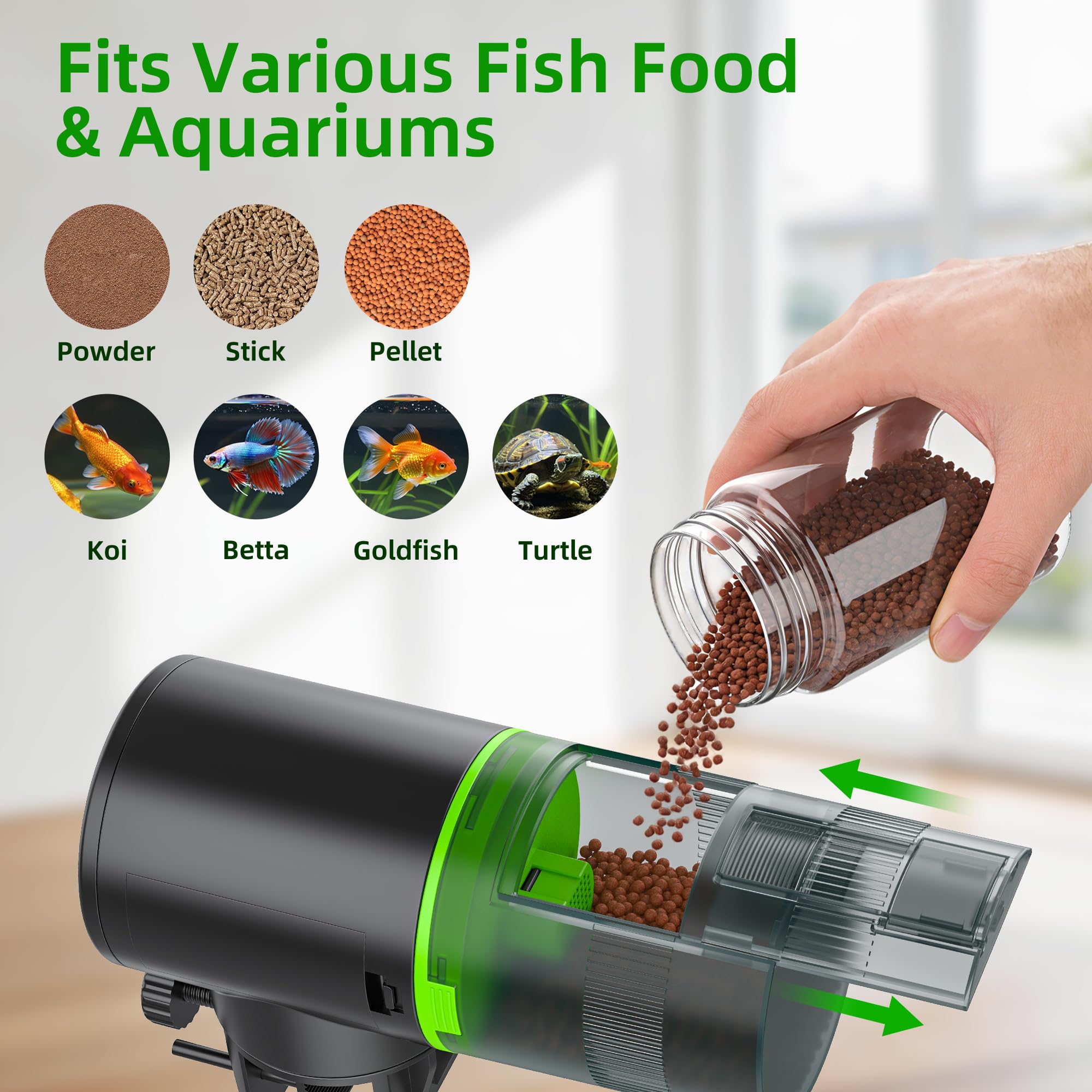 FREESEA automatic fish feeder sliding portion-control cover shown close up.