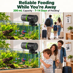 FREESEA automatic fish feeder timer controls shown close up.