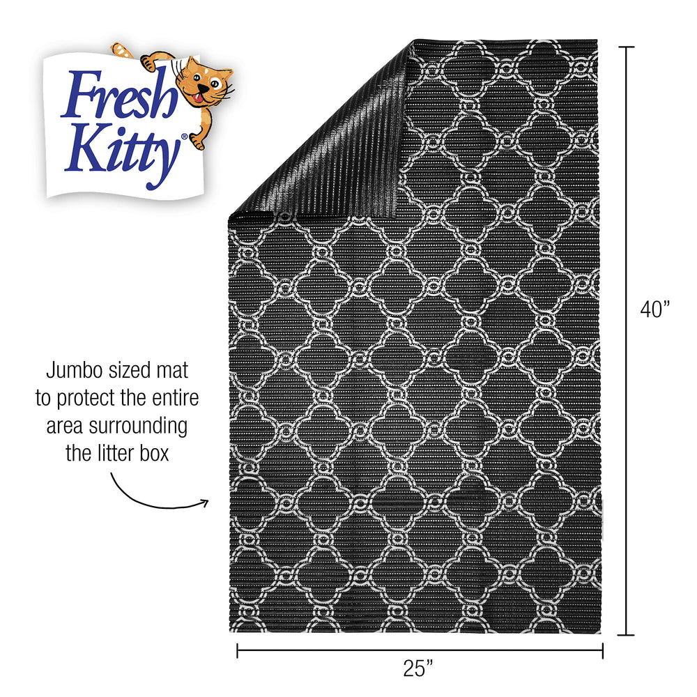 Fresh Kitty foam litter mat shown beneath a pet cage to catch debris.
