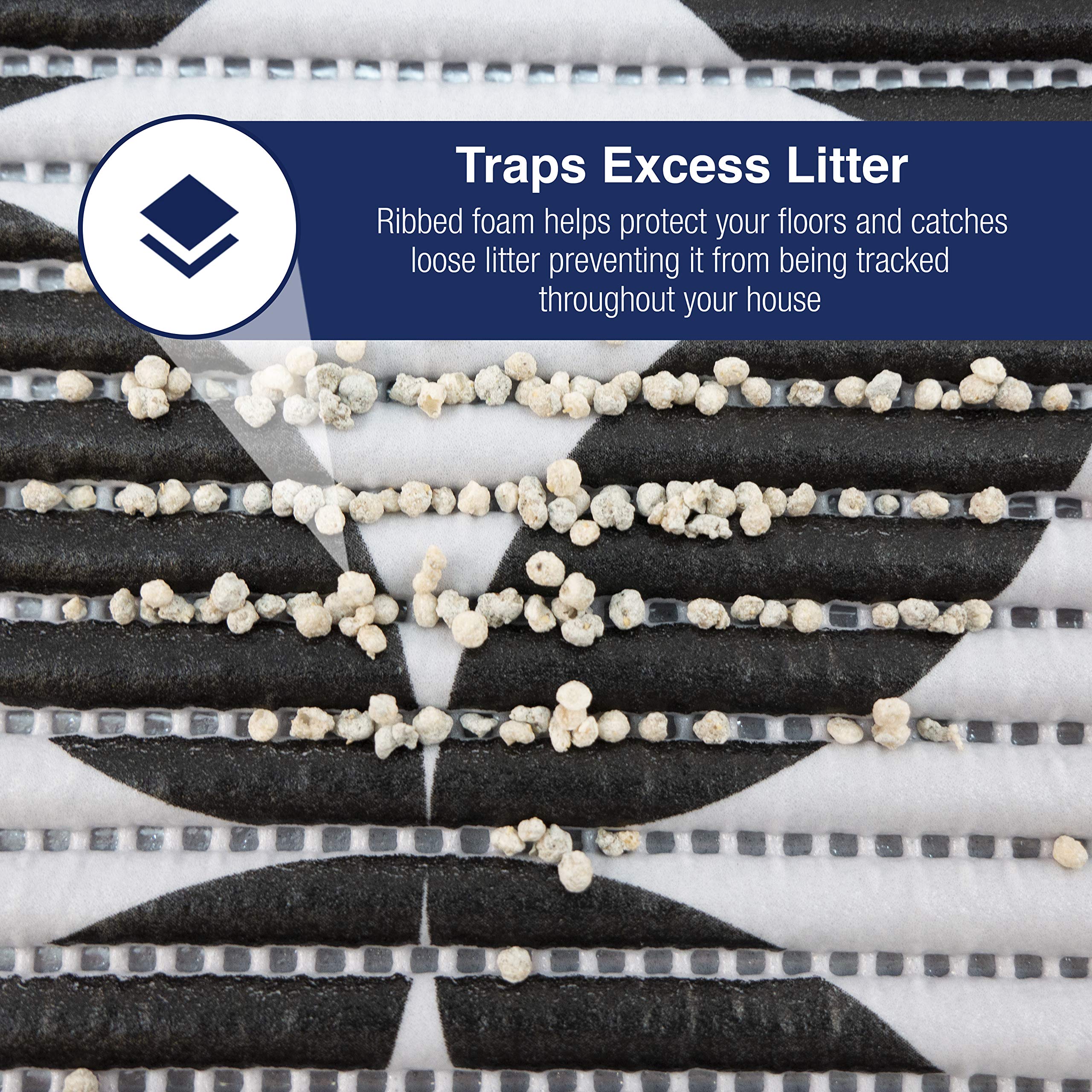 Fresh Kitty Jumbo Foam Litter Mat placed around a litter box to catch scattered litter.