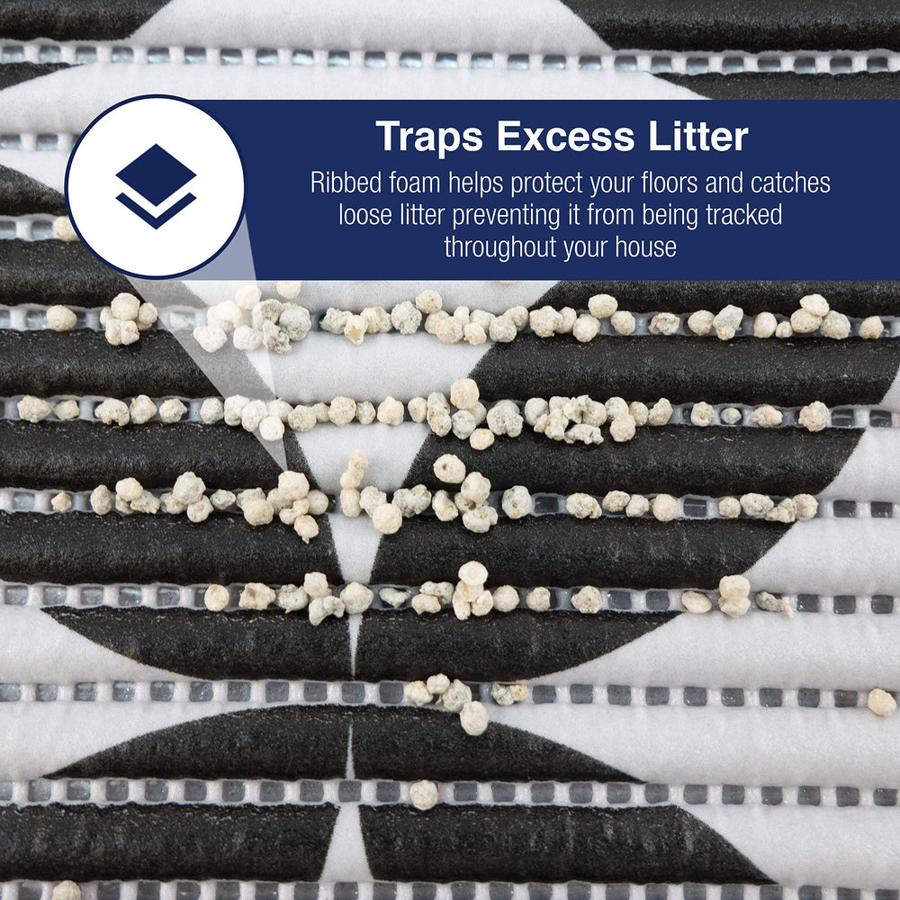 Fresh Kitty Jumbo Foam Litter Mat placed around a litter box to catch scattered litter.