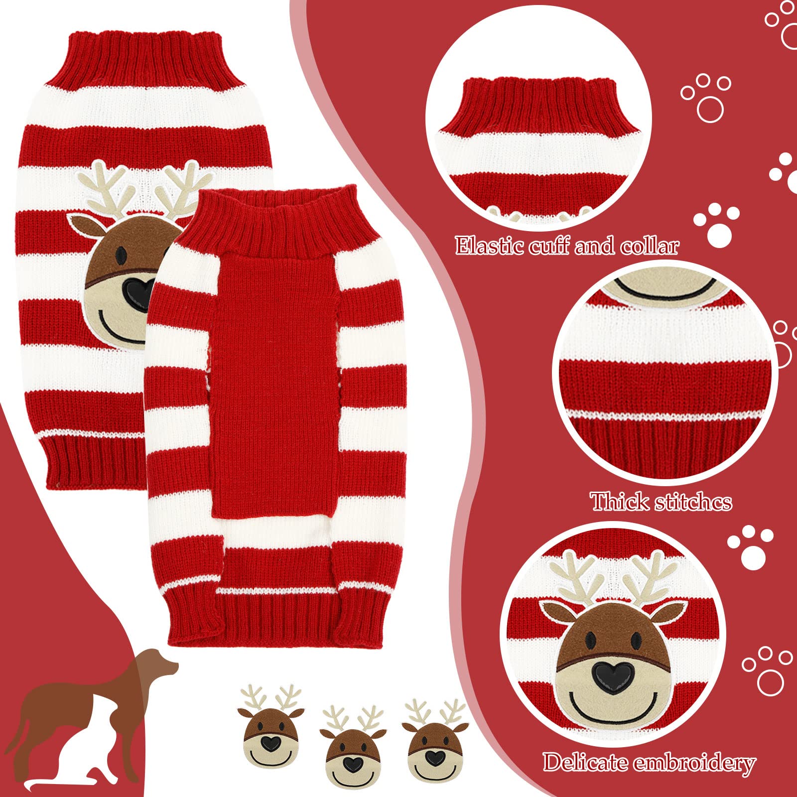 Frienda Christmas dog sweaters shown together as a four-piece set.