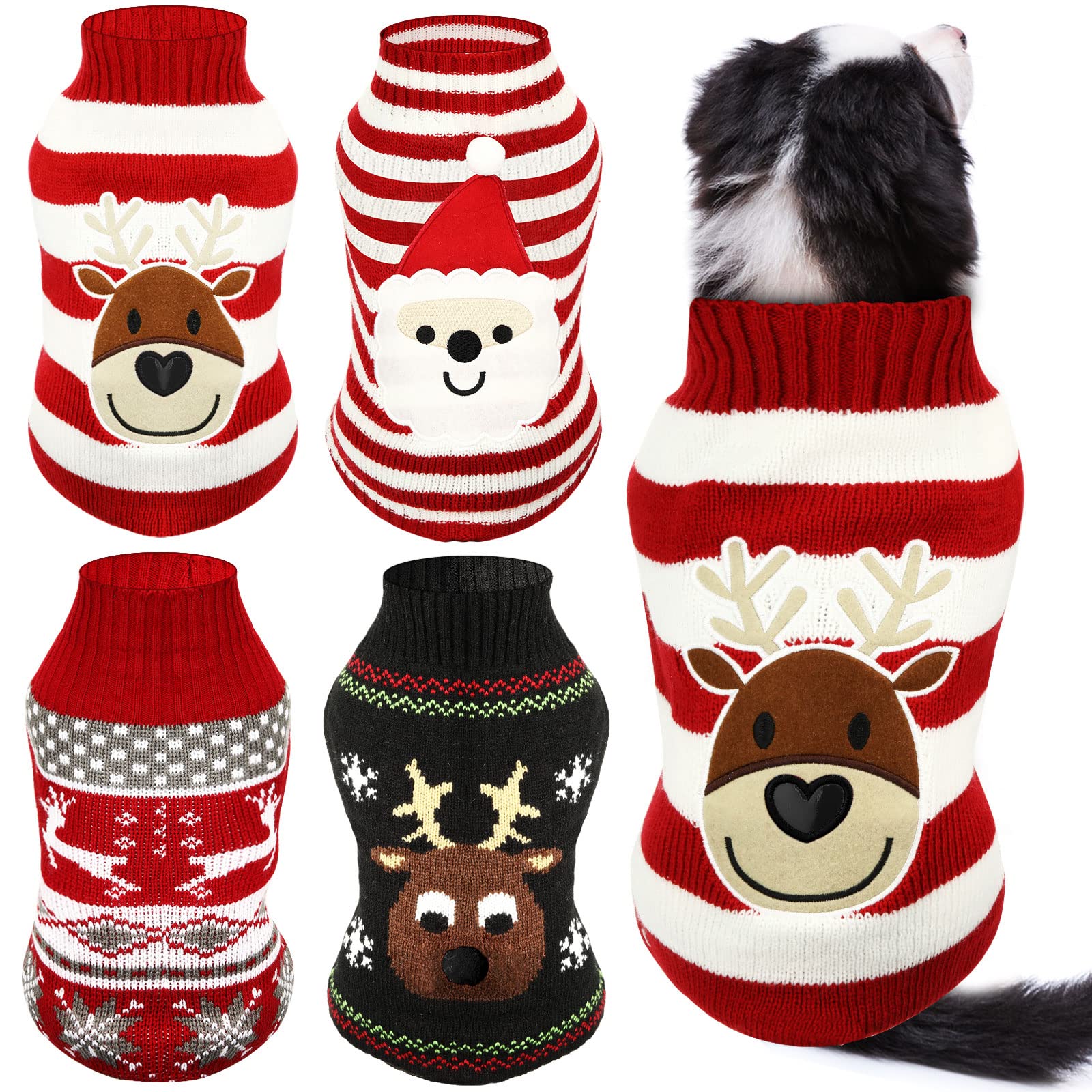 Frienda Christmas dog sweaters shown from the front.