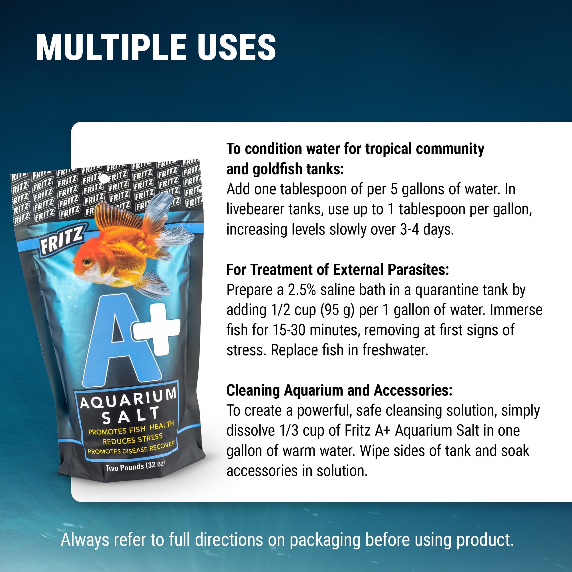 Fritz Aquatics A+ Aquarium Salt shown for setting up a freshwater tank.