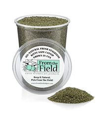 From The Field catnip shown close up to highlight its fine-ground texture.