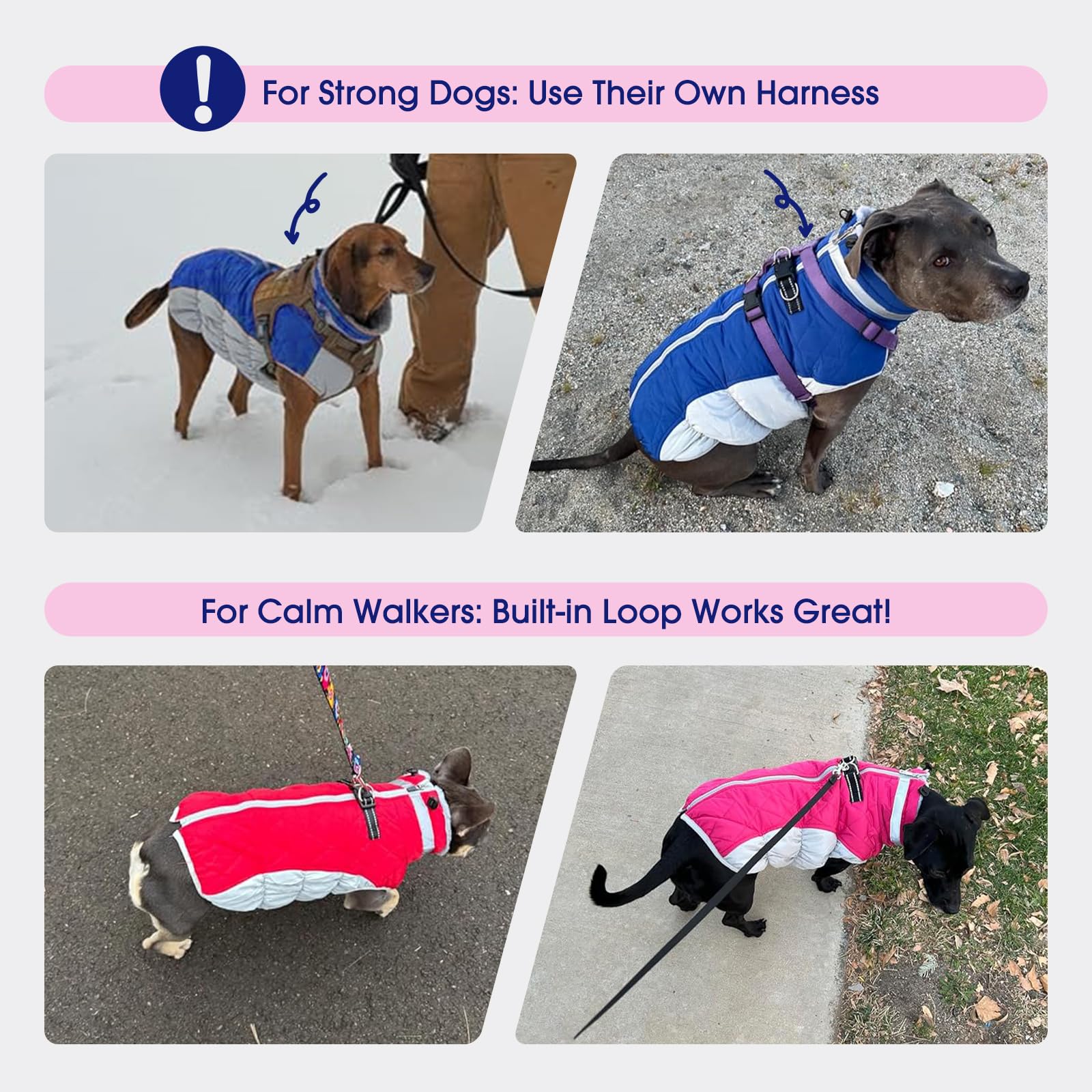 FUAMEY dog coat detail showing its elastic abdomen and thickened cuffs.