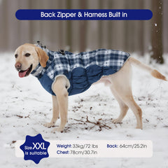 FUAMEY dog coat detail showing its built-in harness and two leash attachment D-rings.