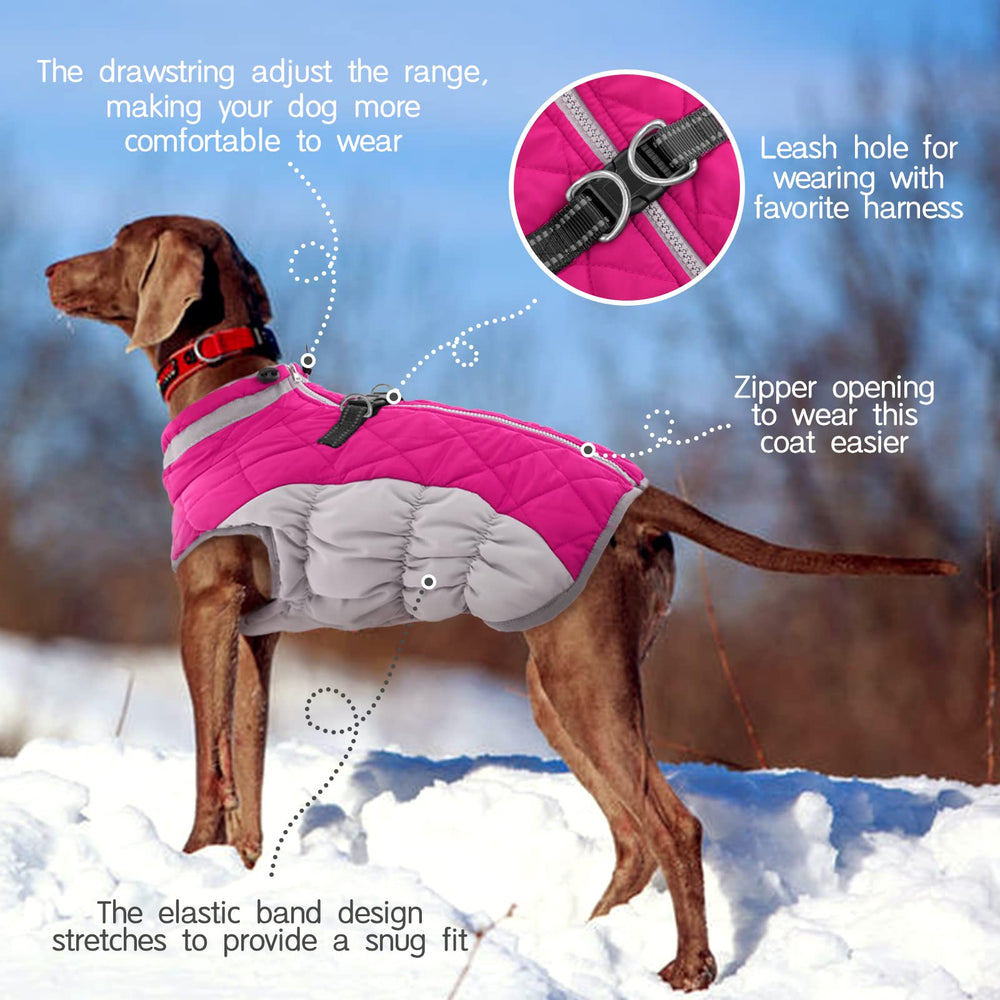 FUAMEY dog coat close-up of the two built-in leash attachment rings.