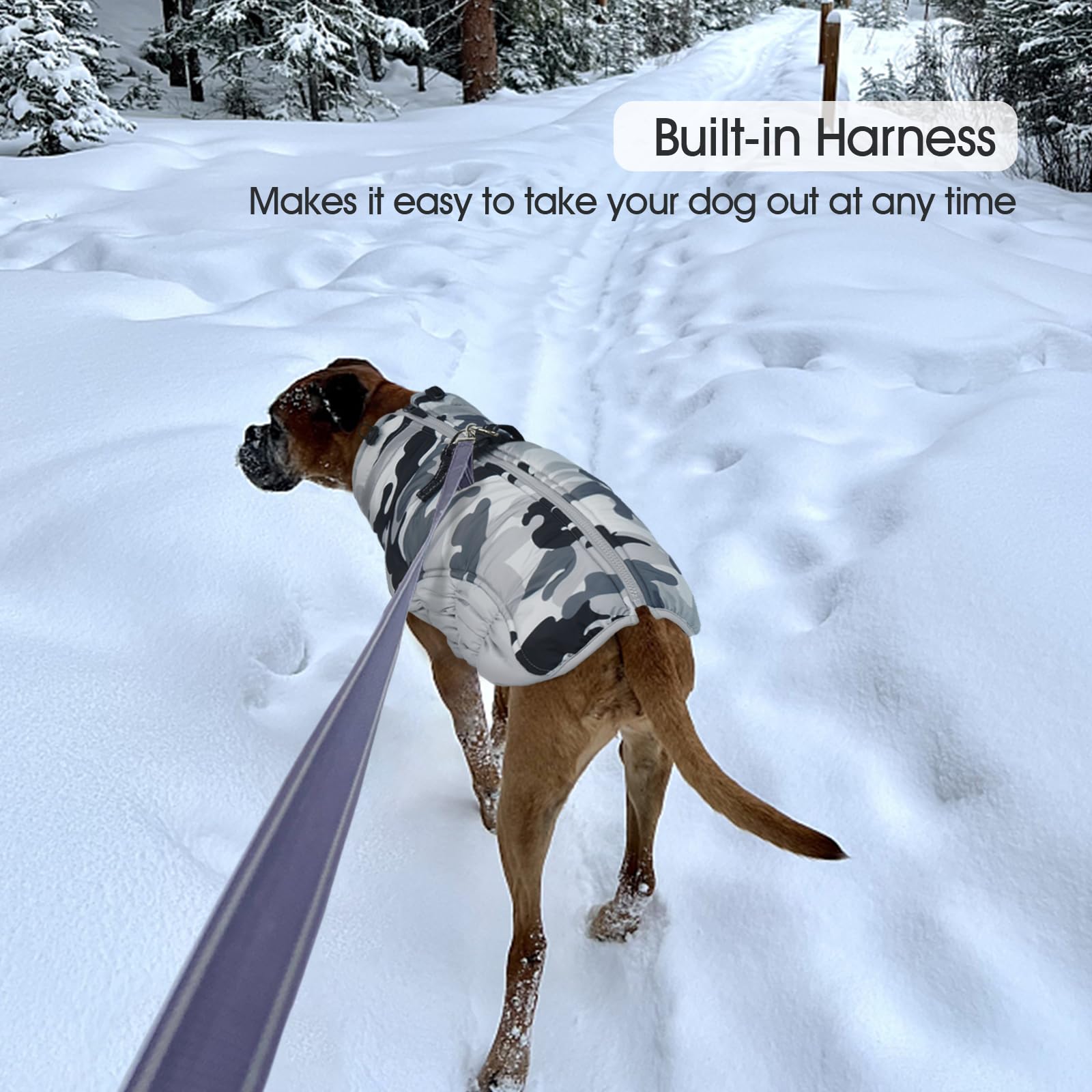 FUAMEY dog coat detail showing reflective strips for low-light visibility.