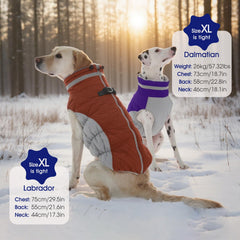 FUAMEY Dog Coat close-up showing the plush turtleneck collar and adjustment straps.