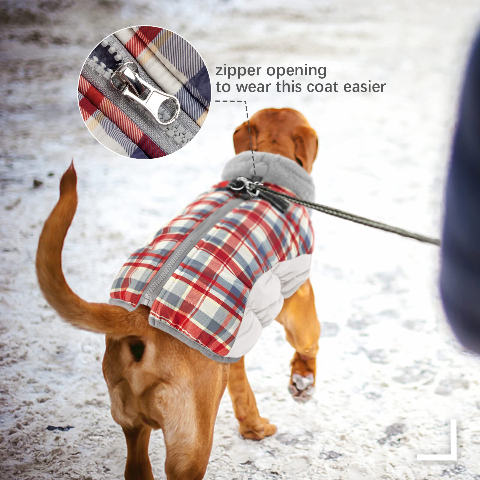 FUAMEY dog jacket detail showing the back zipper.