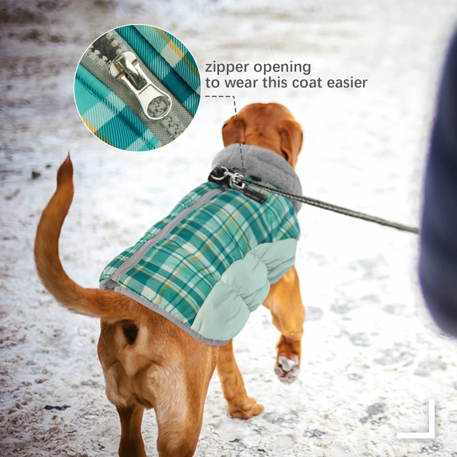 FUAMEY dog jacket fleece lining shown as a close-up detail.