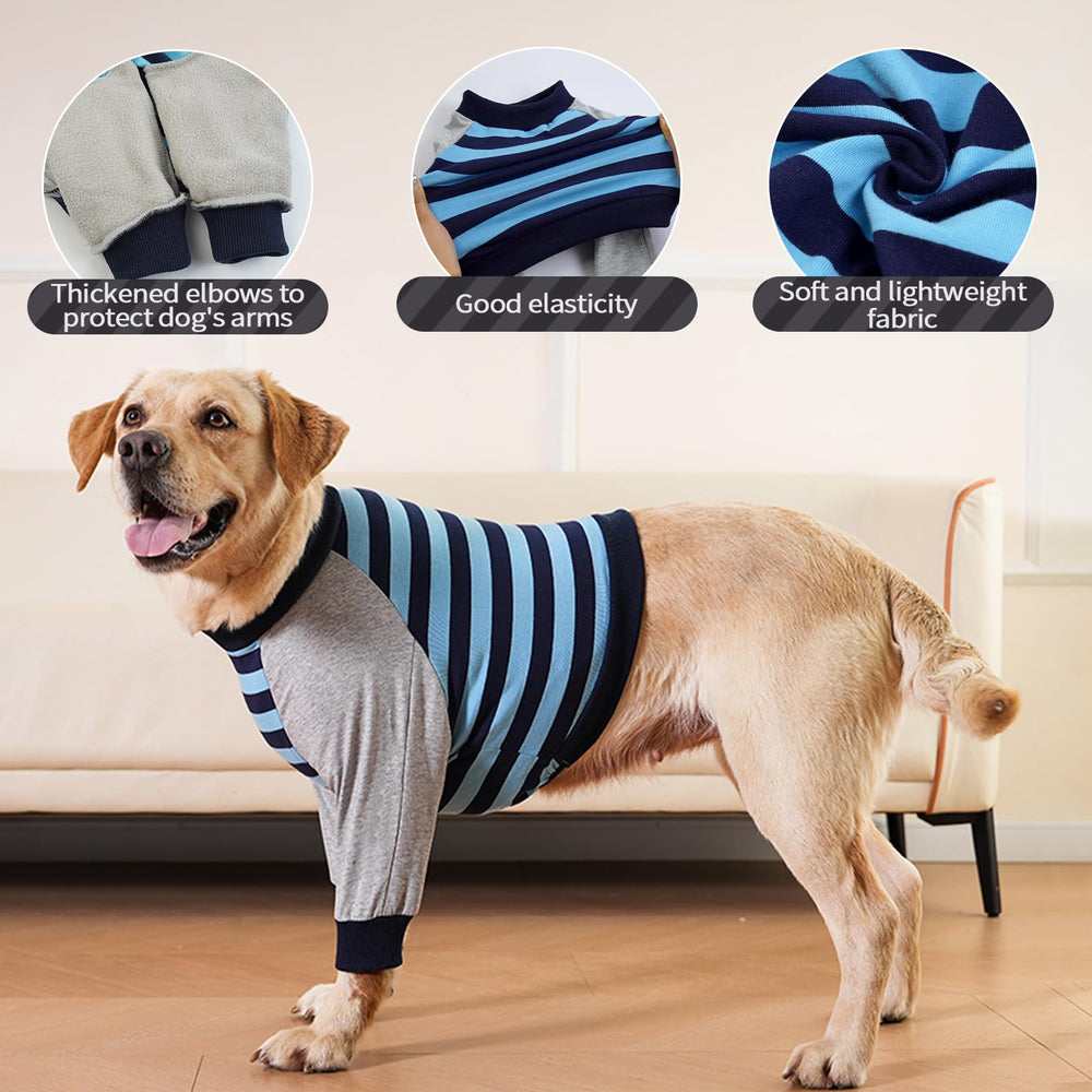 FUAMEY Dog Recovery Sleeve showing its blue stripe design.
