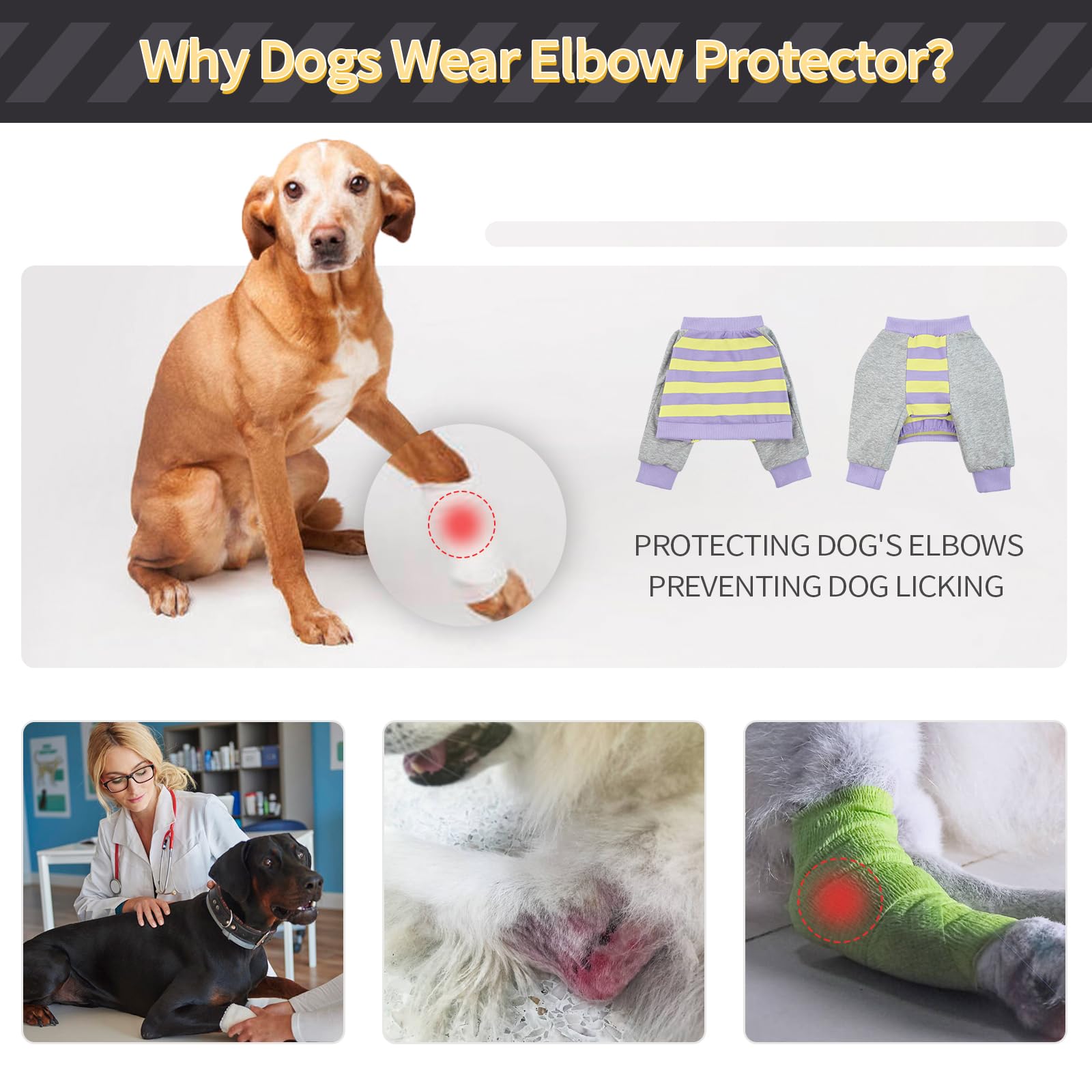 FUAMEY dog recovery sleeve shown being worn, viewed from the front.