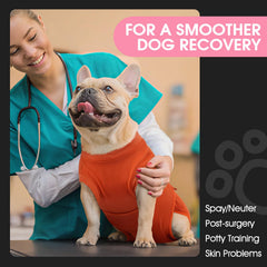 FUAMEY dog recovery suit shown from the back.