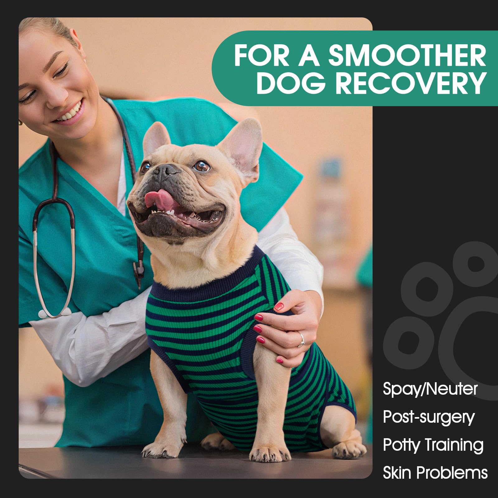 FUAMEY dog recovery suit showing rear body coverage.