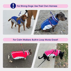FUAMEY dog winter coat showing the elastic abdomen and thickened cuffs.