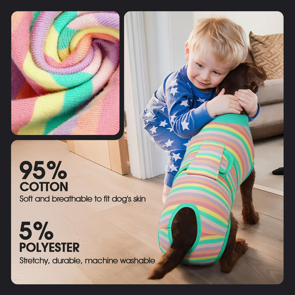 FUAMEY Recovery Suit shown on a moving pet.