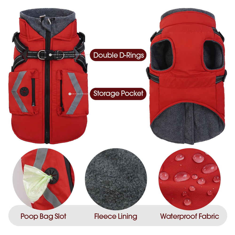 FUAMEY small dog winter coat showing the back zipper and protective flap.