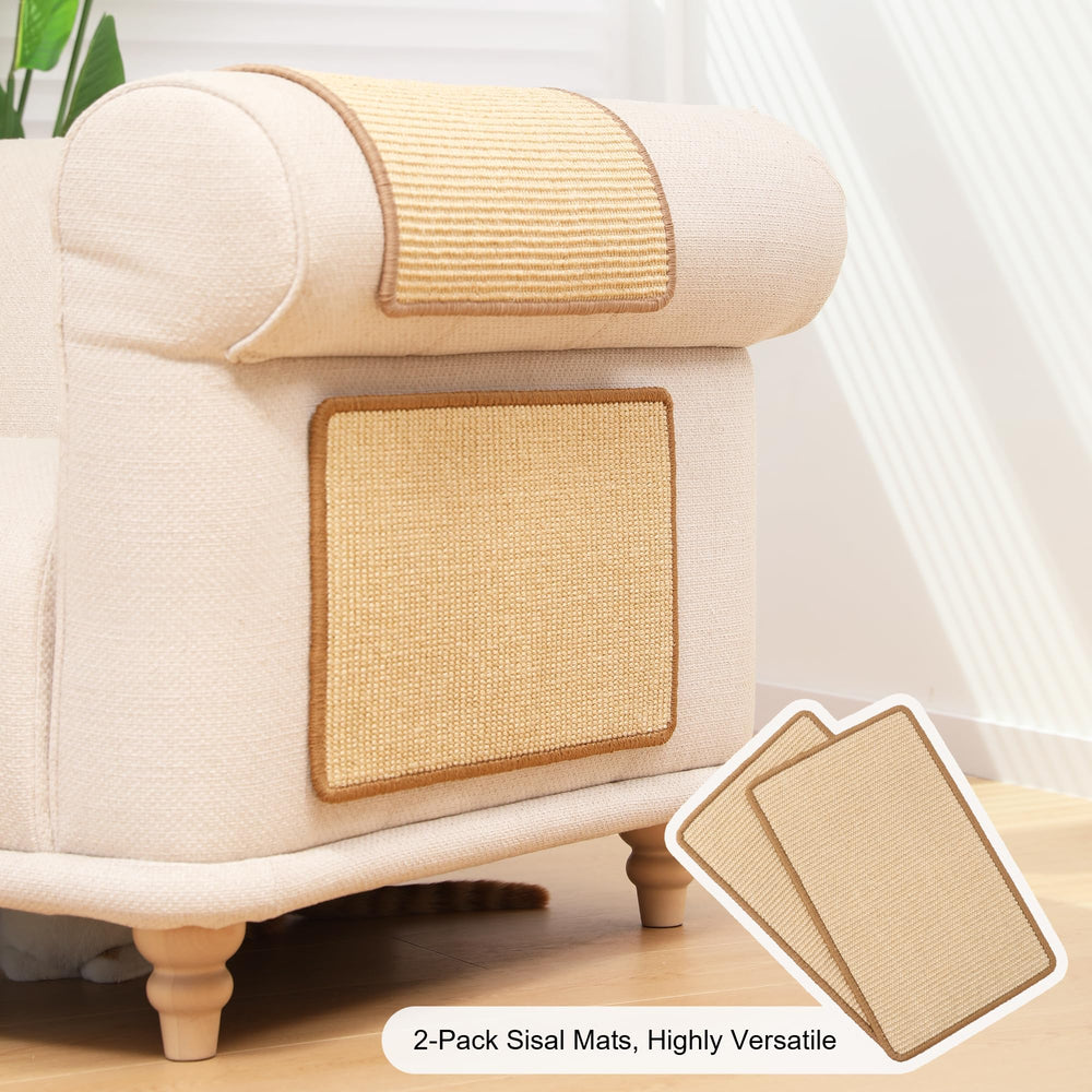 FUKUMARU Cat Scratching Mat with adhesive tapes for anchoring.