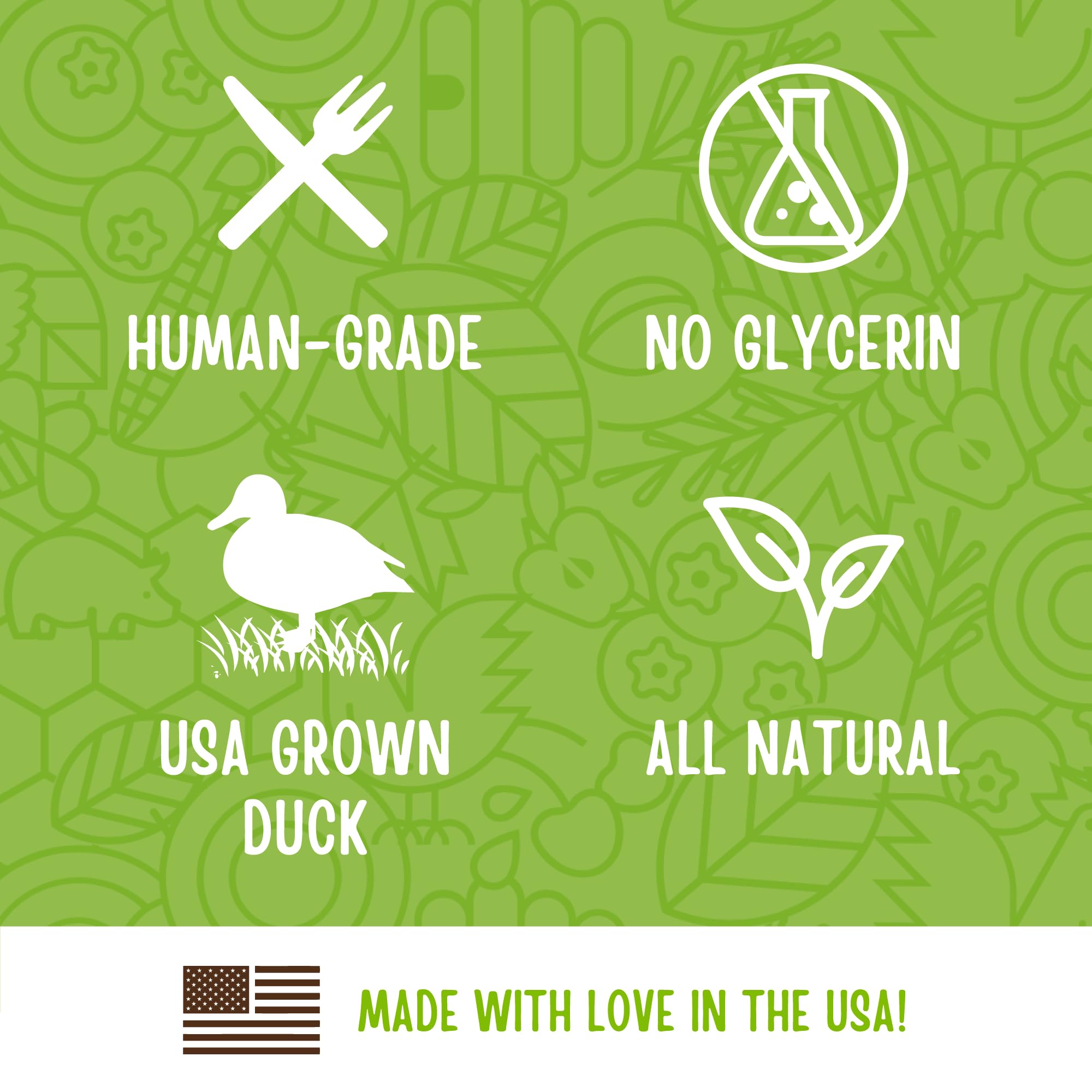 The back of the Full Moon Essential Duck Savory Sticks package.