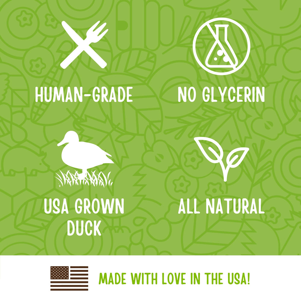 The back of the Full Moon Essential Duck Savory Sticks package.