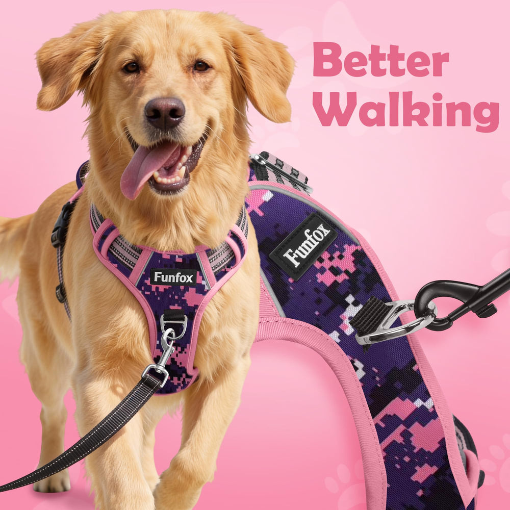 Funfox dog harness front chest ring provides a leash attachment point.