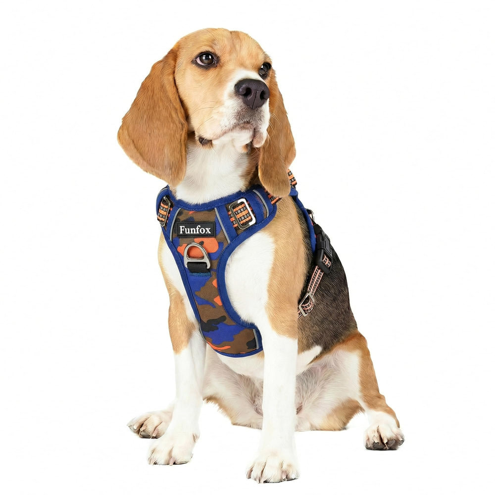 Funfox dog harness shown from the front with its vest shape and straps.