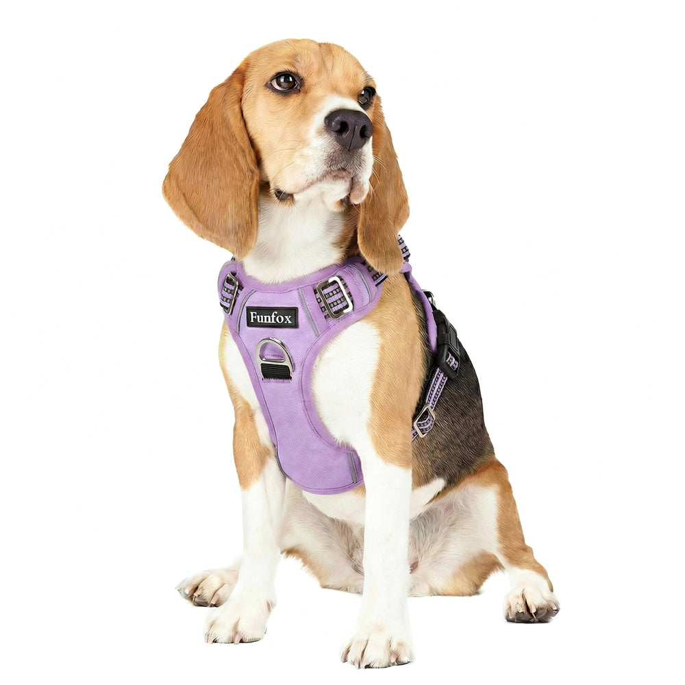 Funfox dog harness shown from the front with its vest shape and chest area visible.