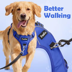 Funfox dog harness close-up showing the breathable mesh lining and soft padding.