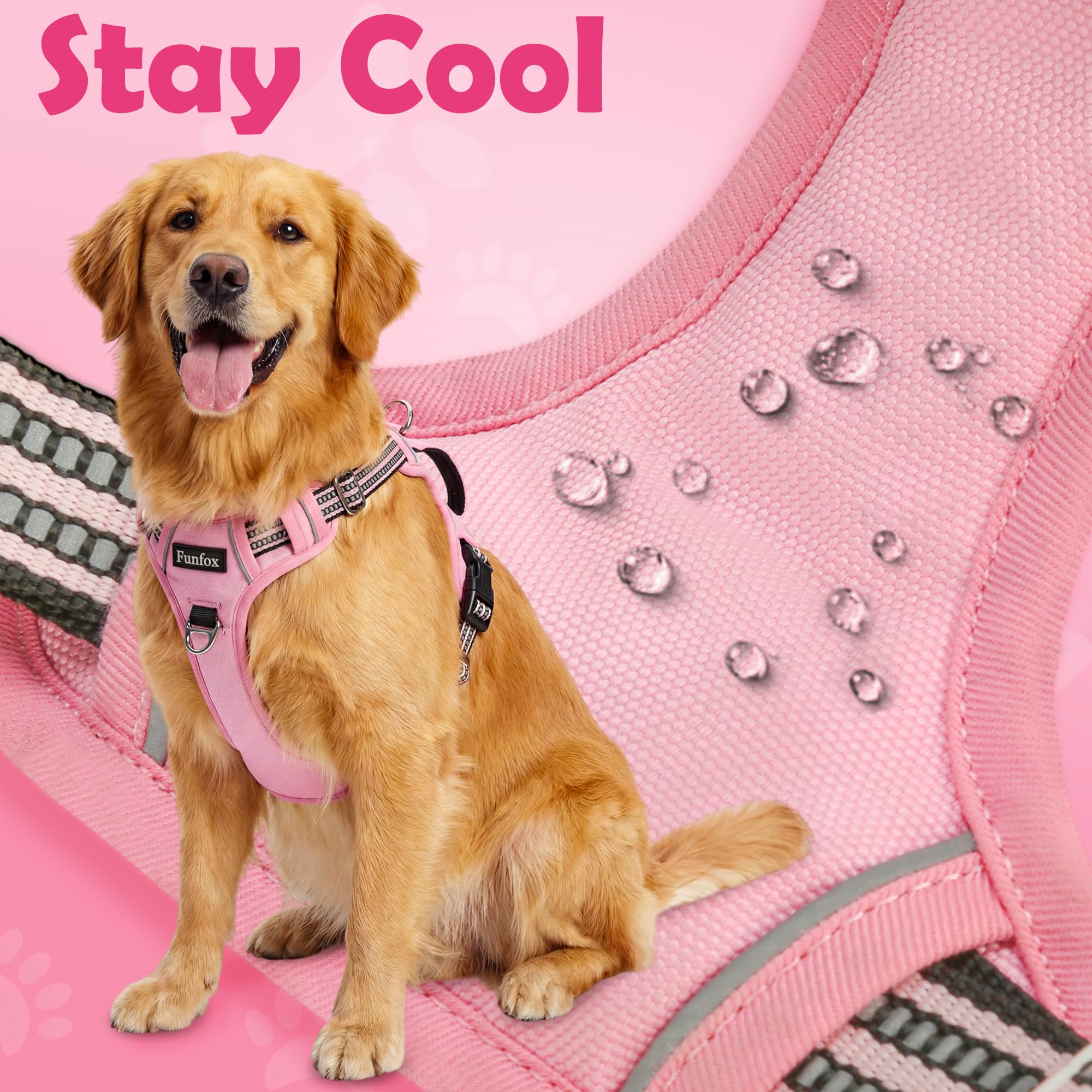 Funfox dog harness breathable mesh lining and plush padding detail.