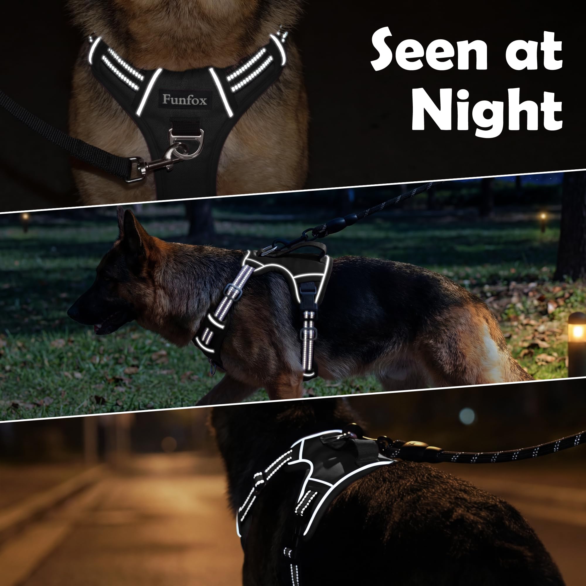 Funfox dog harness detail showing the breathable mesh lining.