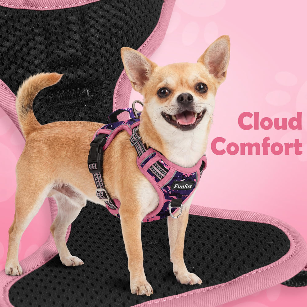 Funfox dog harness breathable mesh lining and plush padding shown in close-up.