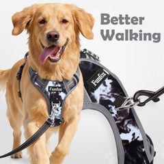 Funfox dog harness reflective strips shown around the vest.