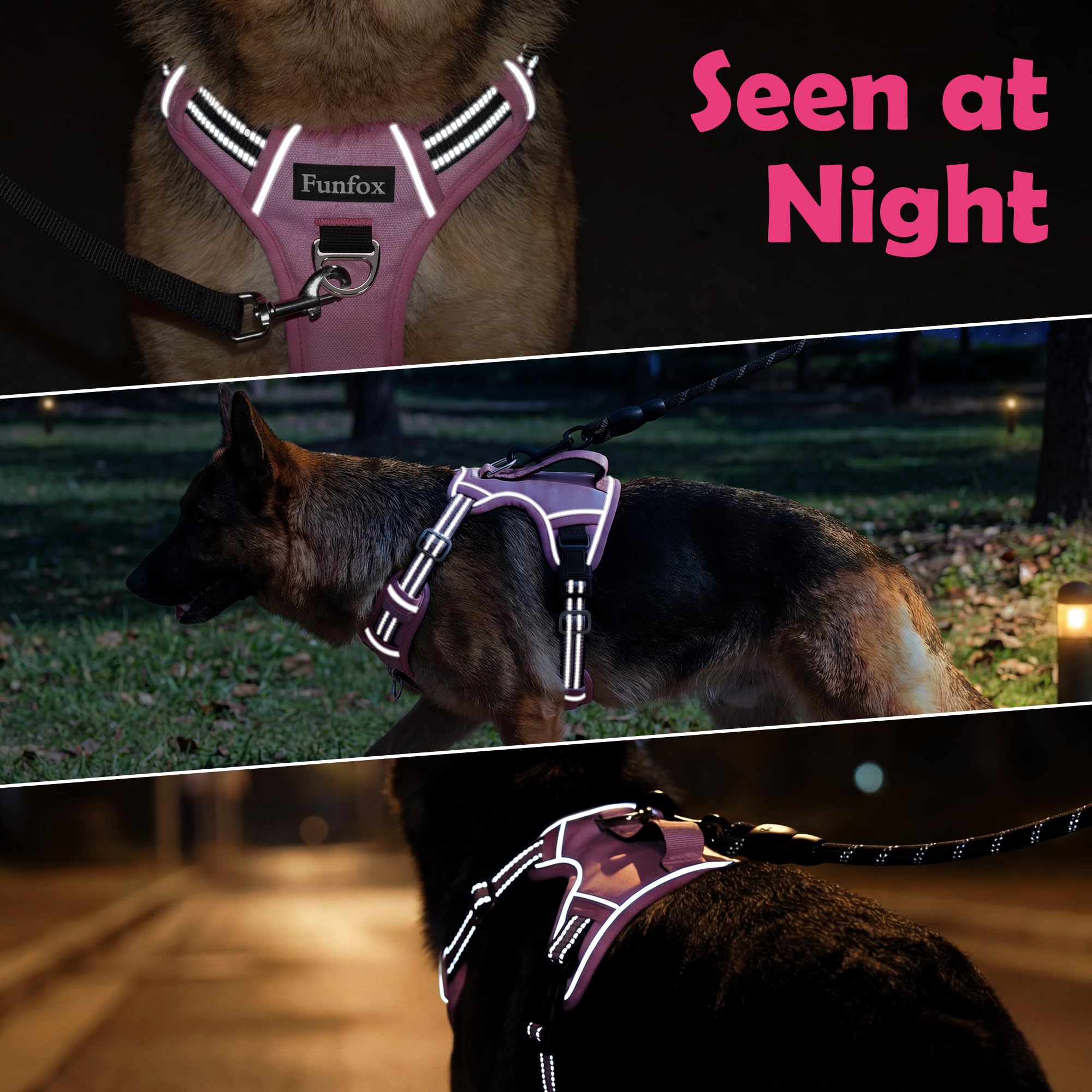 Funfox dog harness two quick-release buckles for putting on the vest.